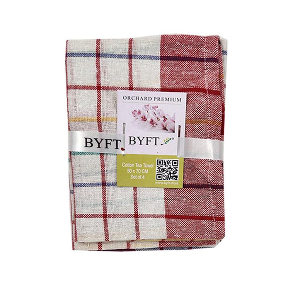 BYFT - Orchard Multi Checkered Tea Towel - Red/White - 4pcs