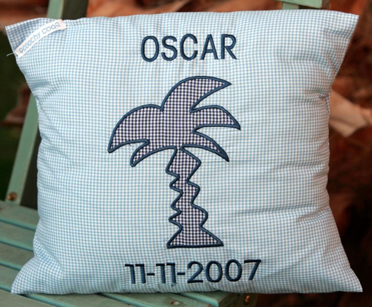 Personalised Birth Cushion - Palm Tree