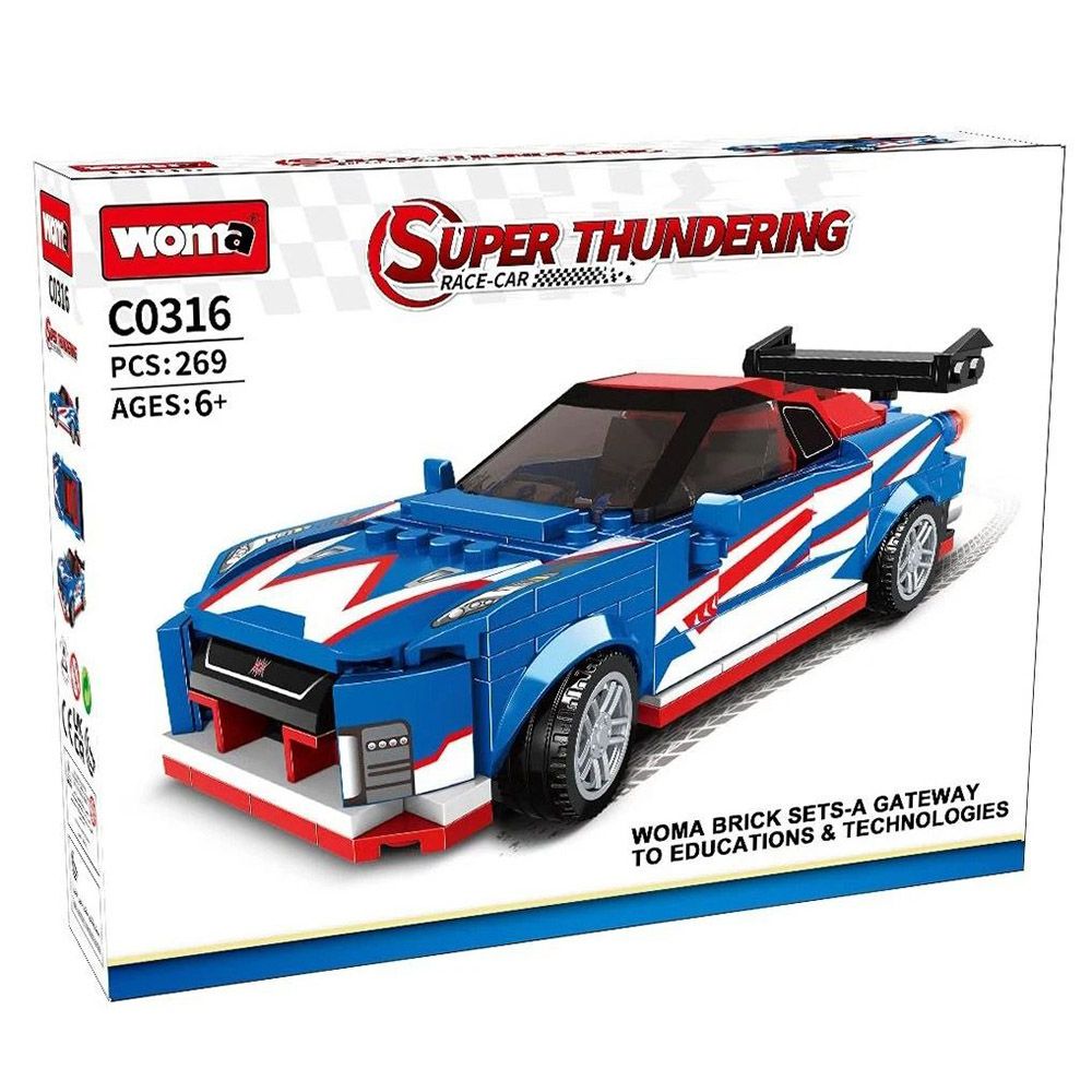 Woma - Building Block Racing Car Set - Blue - 269 Pcs