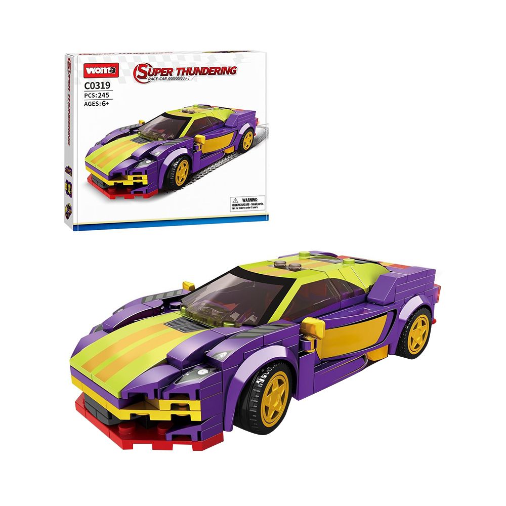 Woma - Building Block Joker Sport Car Set - Yellow/Purple - 245 Pcs