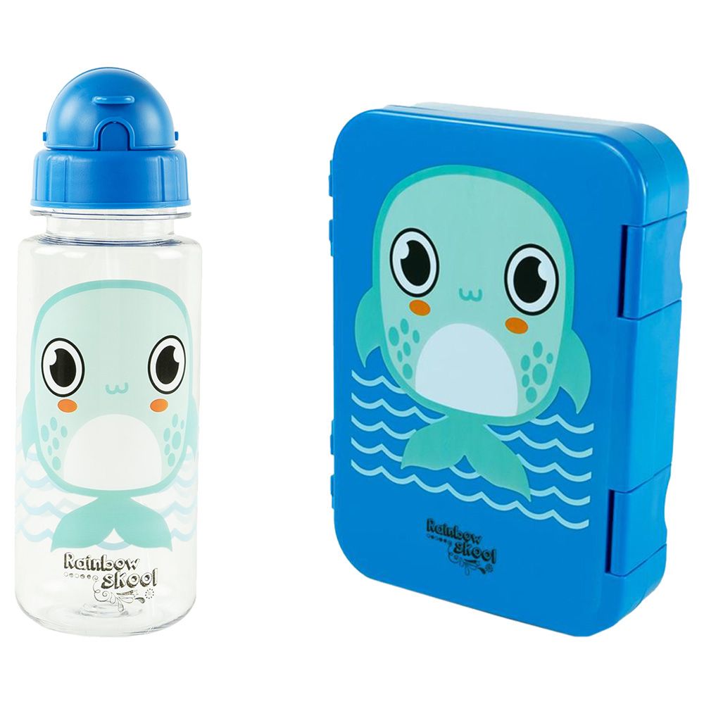 Rainbow Skool - Shark 4 Compartment Mini Lunchbox W/ Tritan Water Bottle 500ml