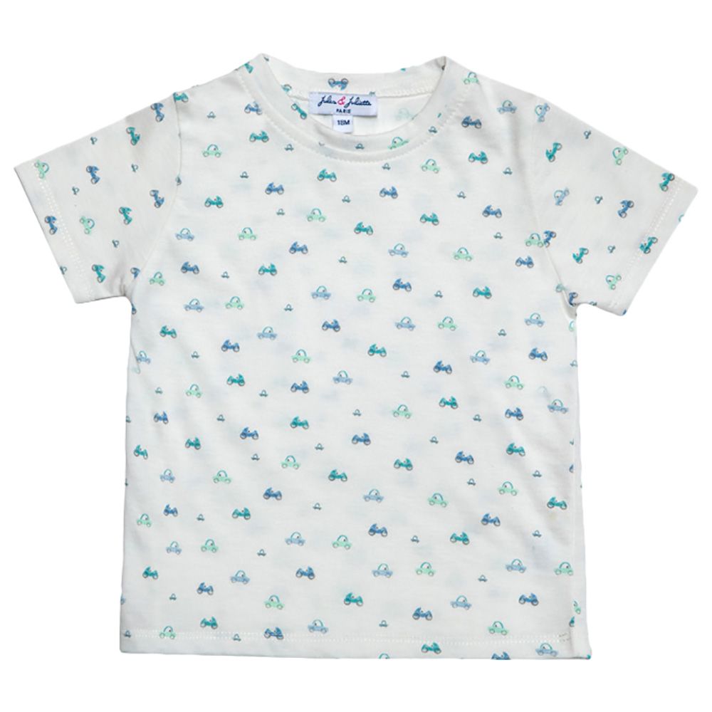 Jules & Juliette - Cederique Baby Short Sleeves T-Shirt - Blue Car