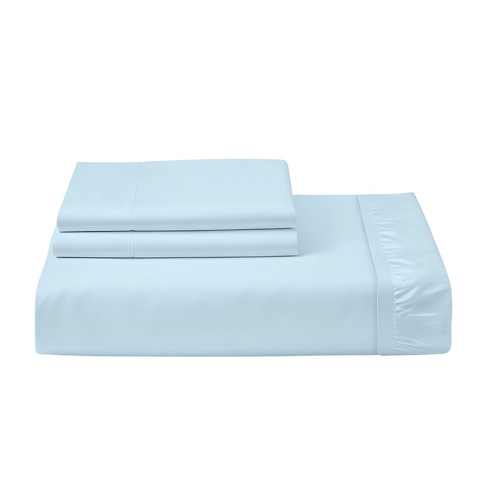 Cotton Home - Queen Size Fitted Bedsheet With 2 Pillow Case - Sky Blue