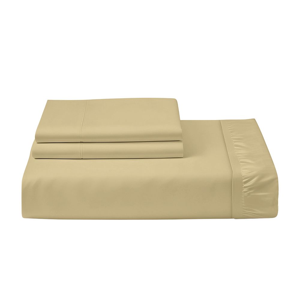 Cotton Home - Super King Size Fitted Bedsheet With 2 Pillow Case - Mustard