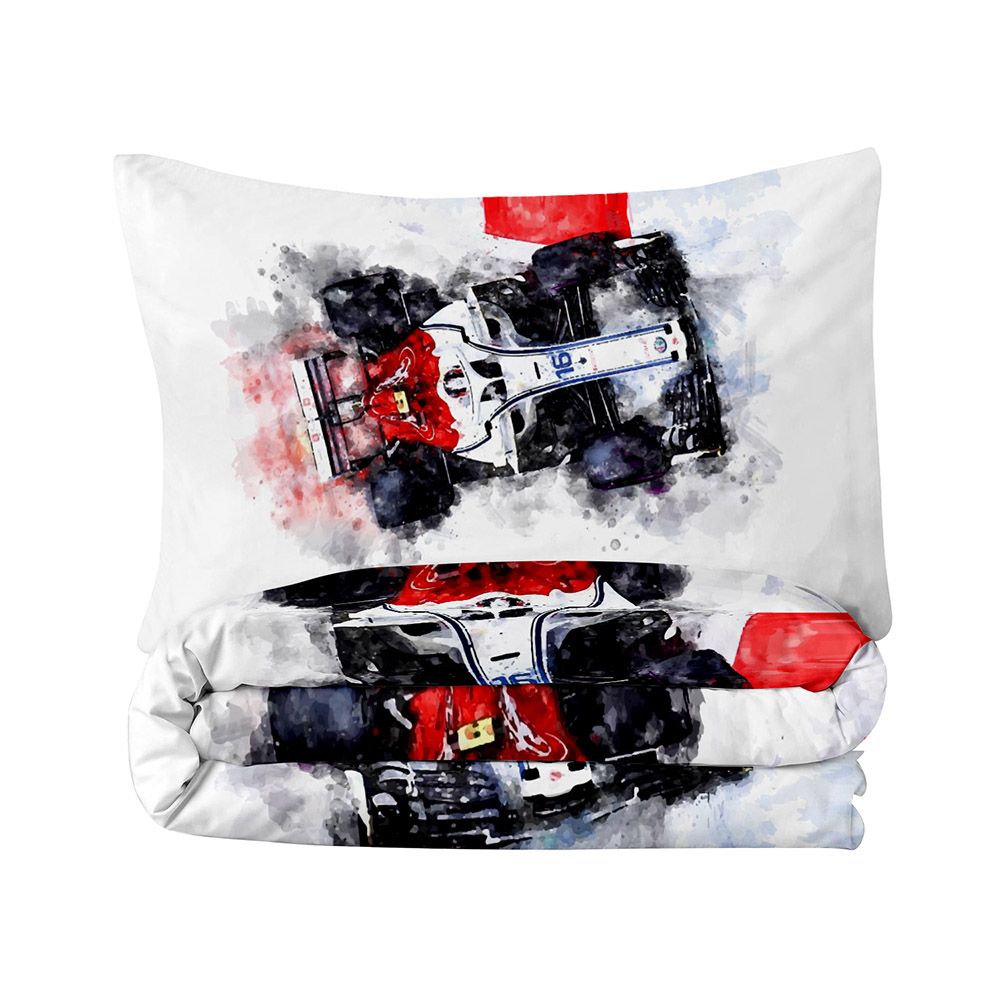 Cotton Home - Sports Car Duvet Cover Set For Kids - Pack of 4 - White