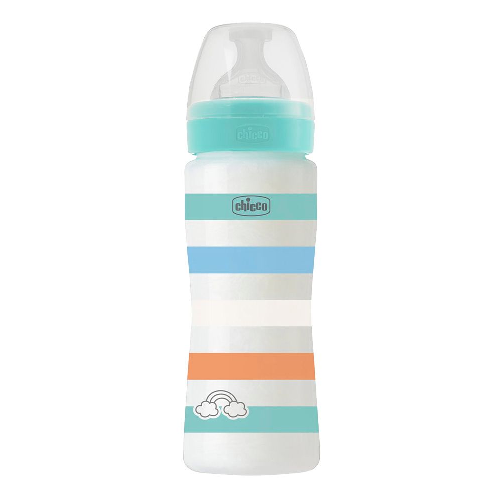 Chicco - Well-Being Plastic Fast Flow Feeding Bottle - Green - 330 ml