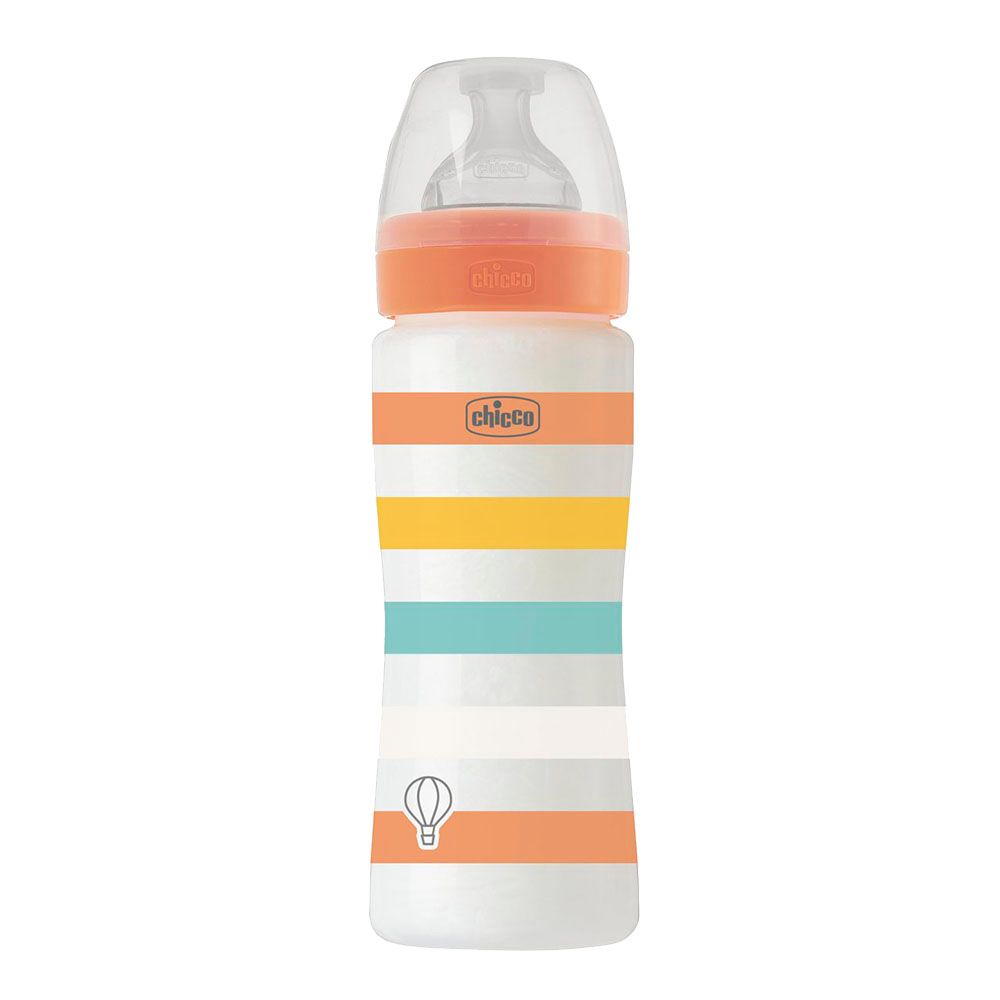 Chicco - Well-Being Plastic Fast Flow Feeding Bottle - Orange - 330 ml