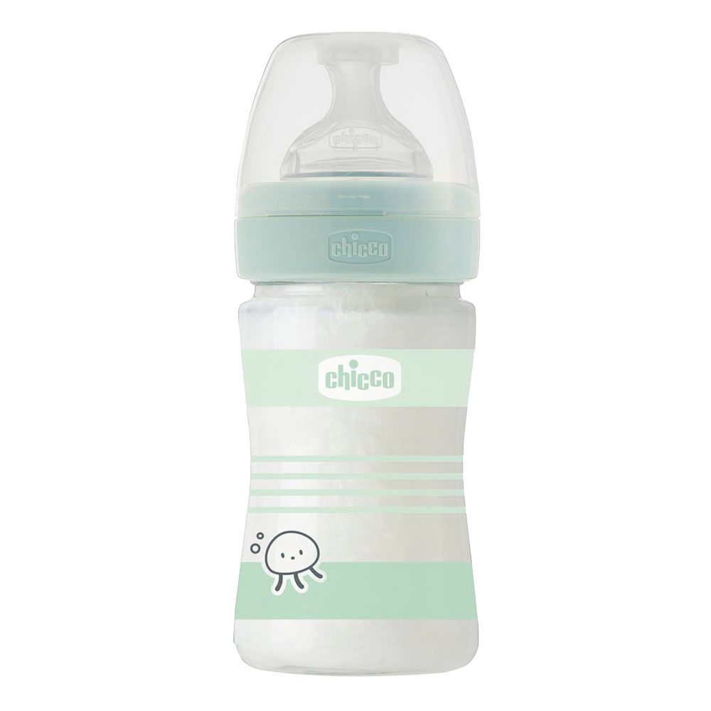 Chicco - Well-Being Glass Slow Flow Feeding Bottle - Green - 150 ml