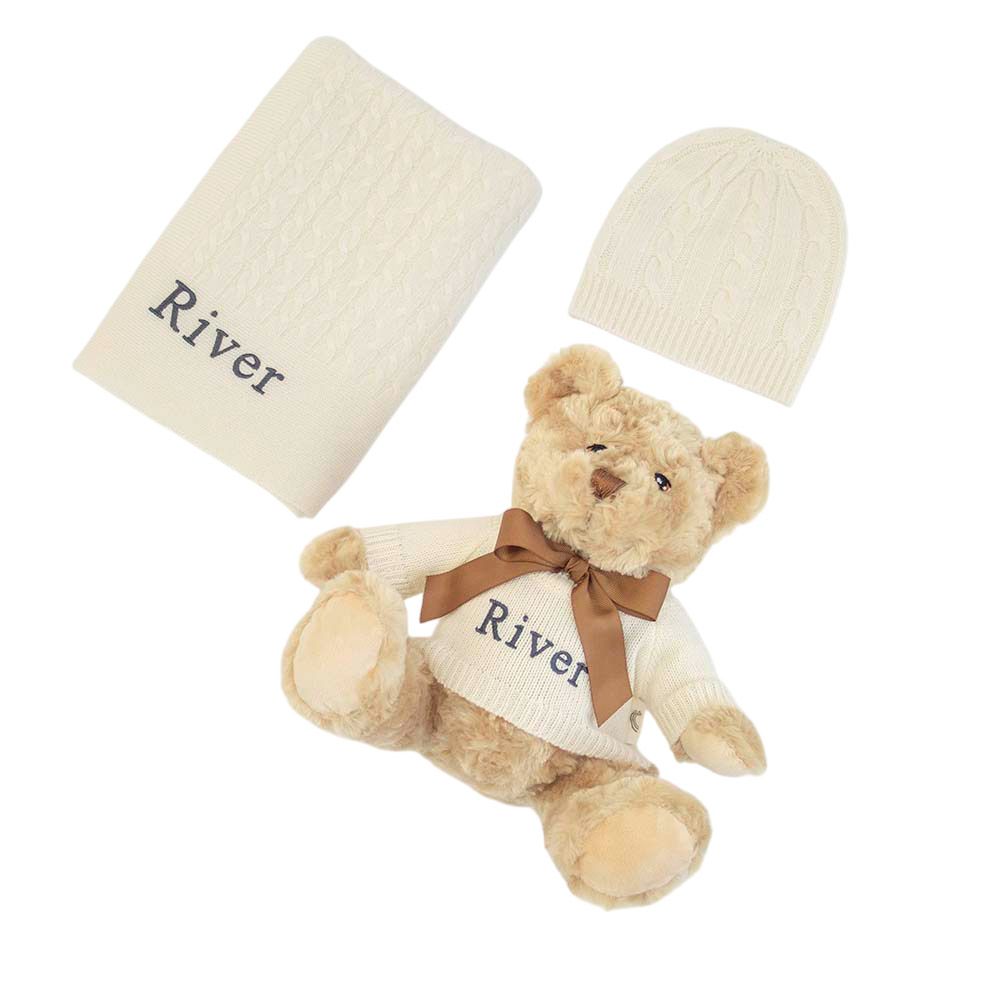 The Baby Gifting Company - Cashmere & Teddy Gift Set - Ivory - 3 Pcs