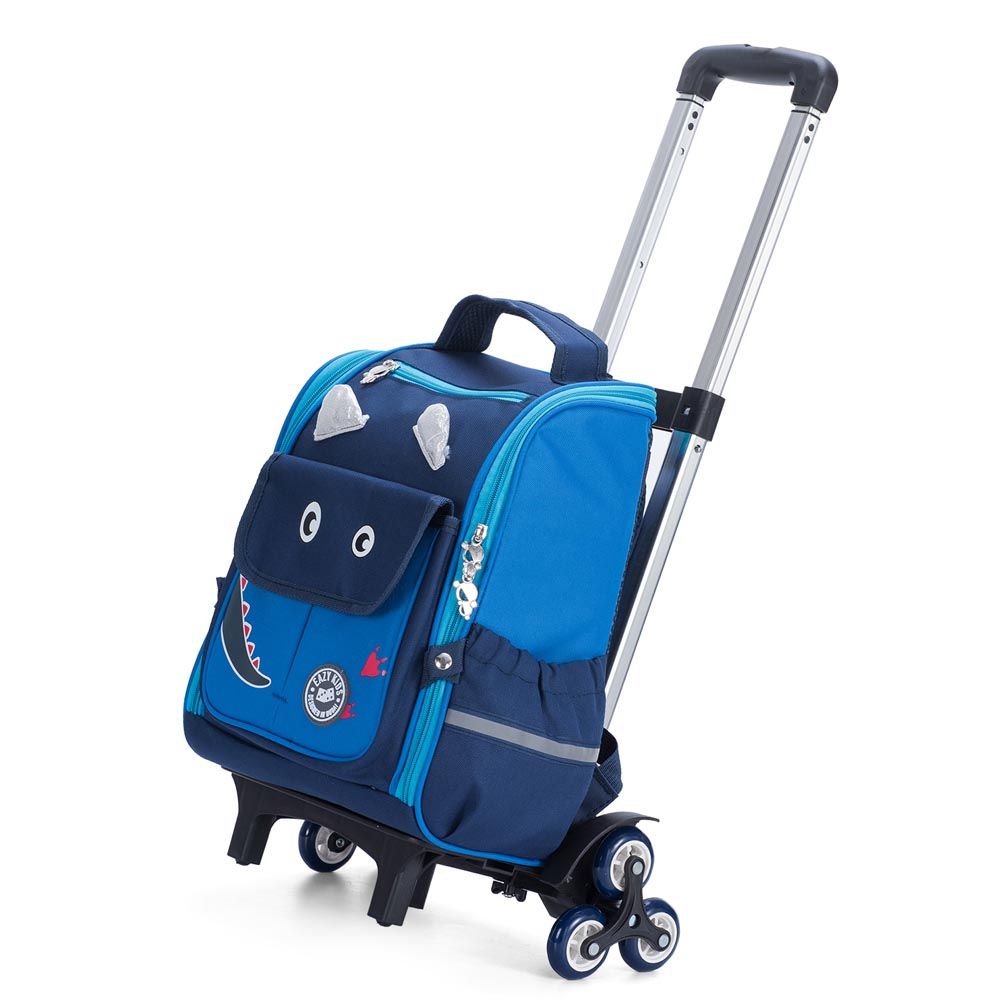 Eazy Kids - Dinosaur School Bag With Trolley - Blue