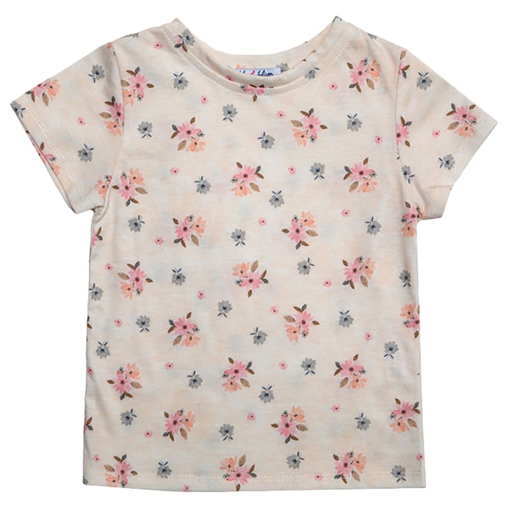 Jules & Juliette - Cora Baby Short Sleeves Jersey T-Shirt - Floral Beige