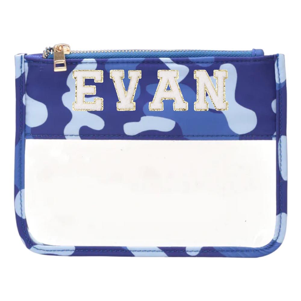 TheHappyTribe - Personalised Travel Pouch - Blue Camouflage