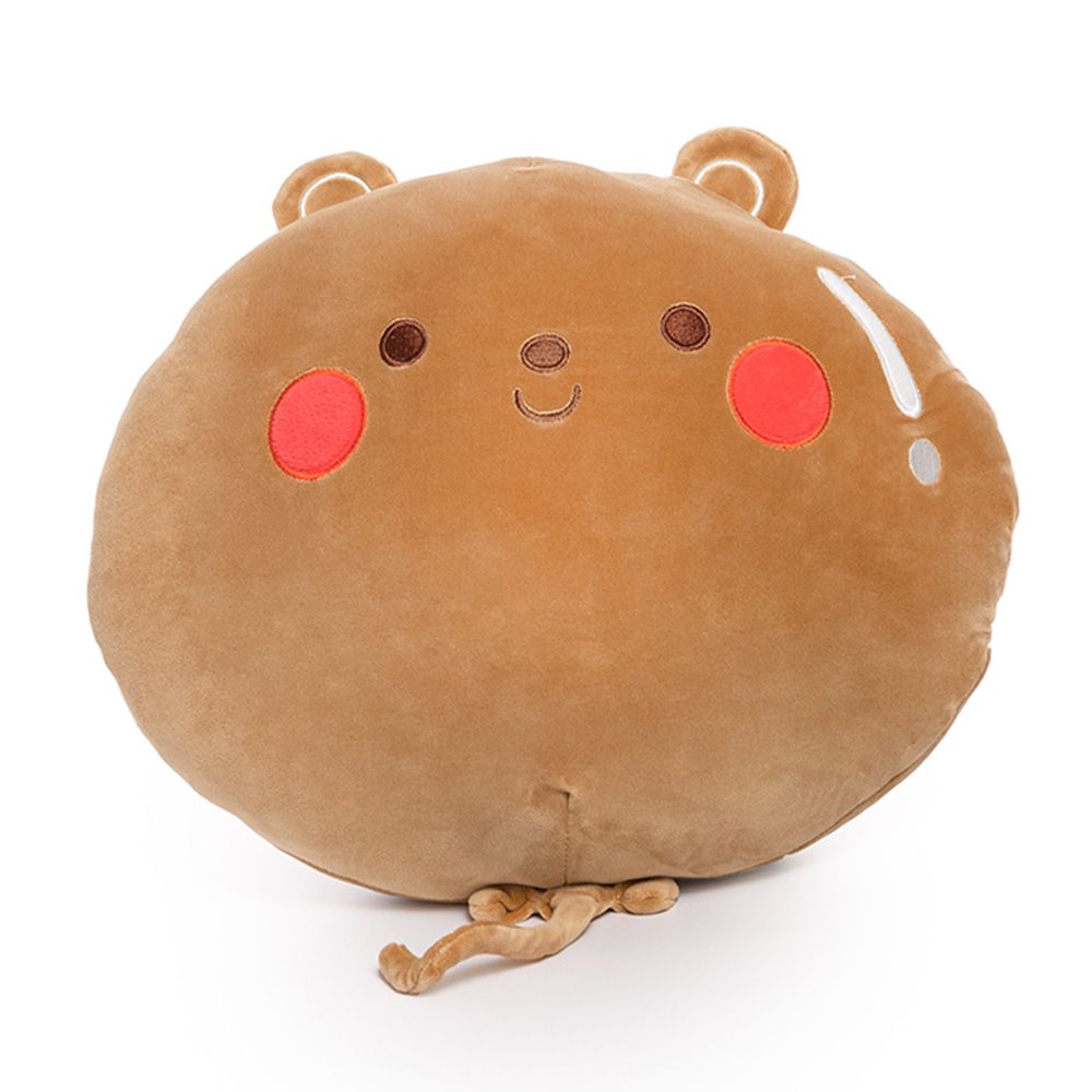 Toto Toys - Plush Cushion - Bear Face - Brown - 40 cm