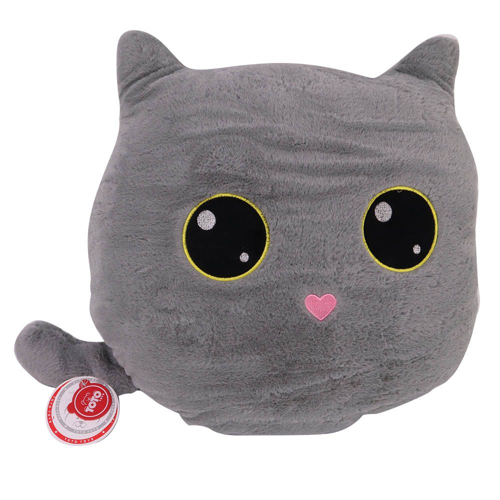 Toto Toys - Plush Cushion - Cat - Grey - 40 cm