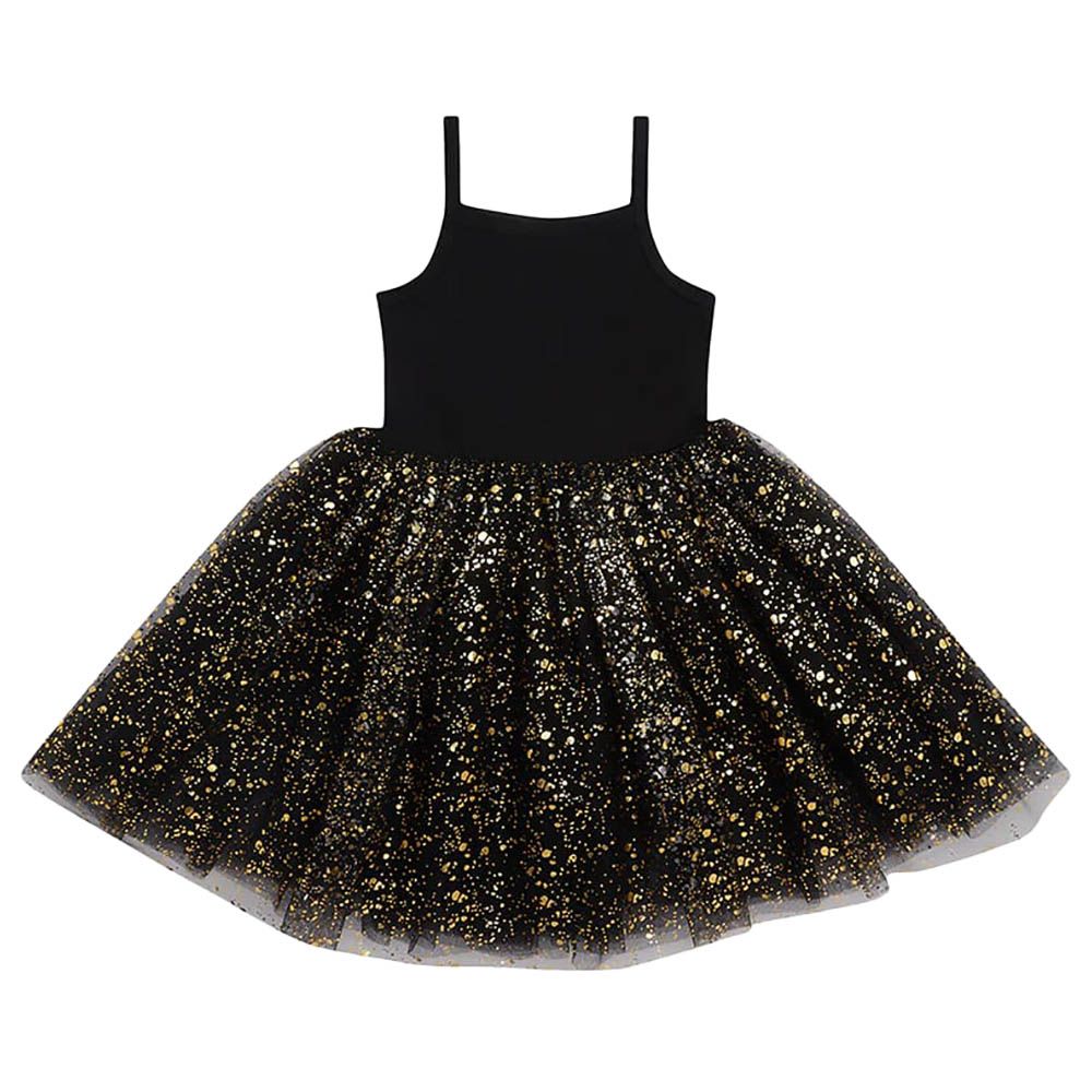 Bob & Blossom - Shoulder Straps Spot Sparkle Dress - Black