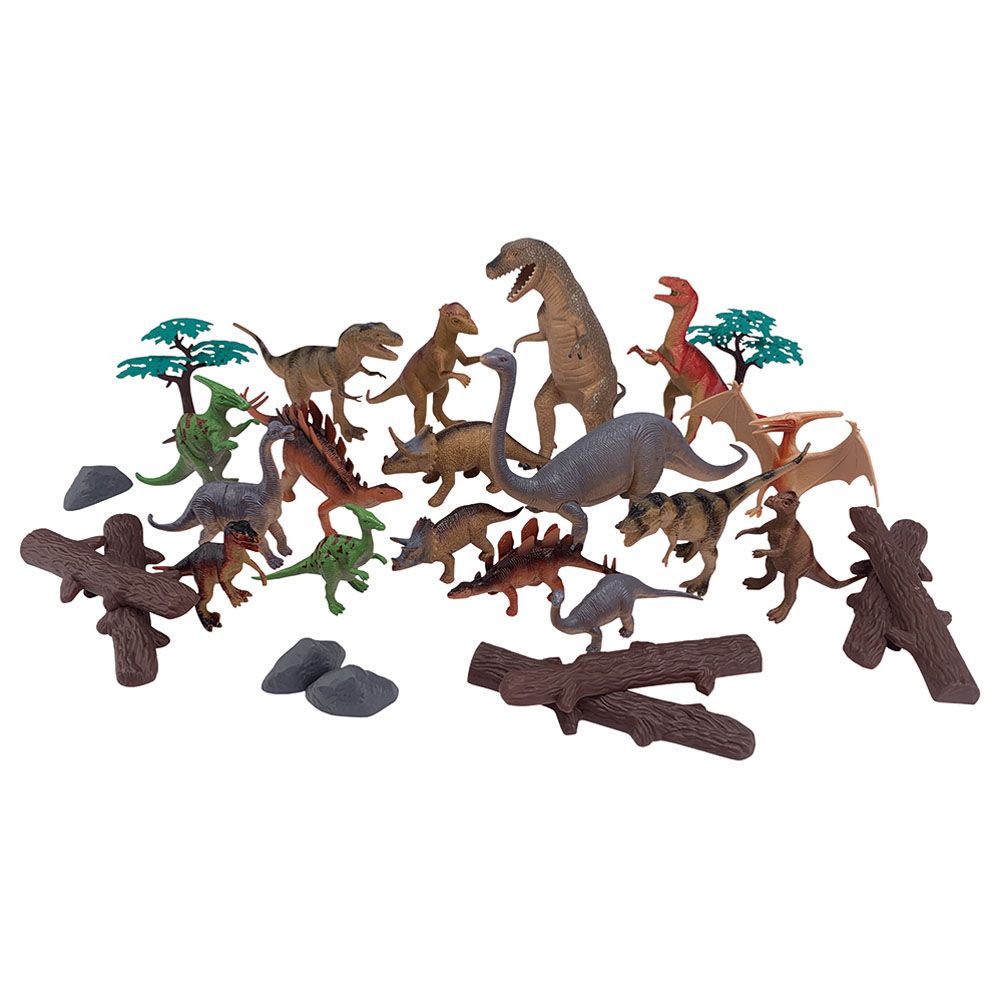 Wenno - Dinosaurs Playset In Square Bucket - 28pcs 