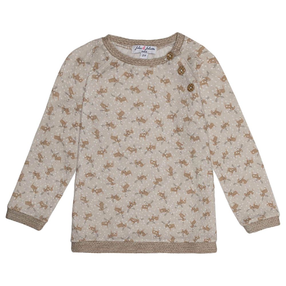 Jules & Juliette - Darell Baby Deer Sweatshirt - Beige Deer