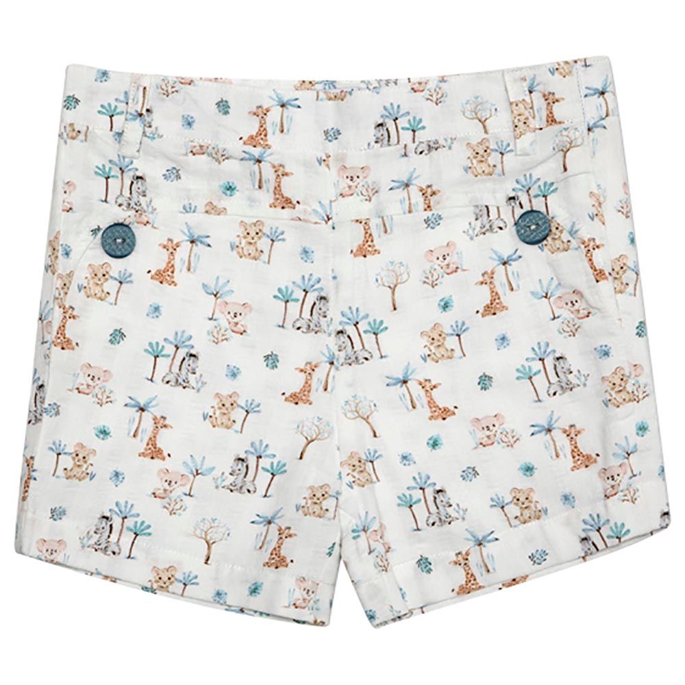 Jules & Juliette - Denis Baby Shorts - White Jungle Print