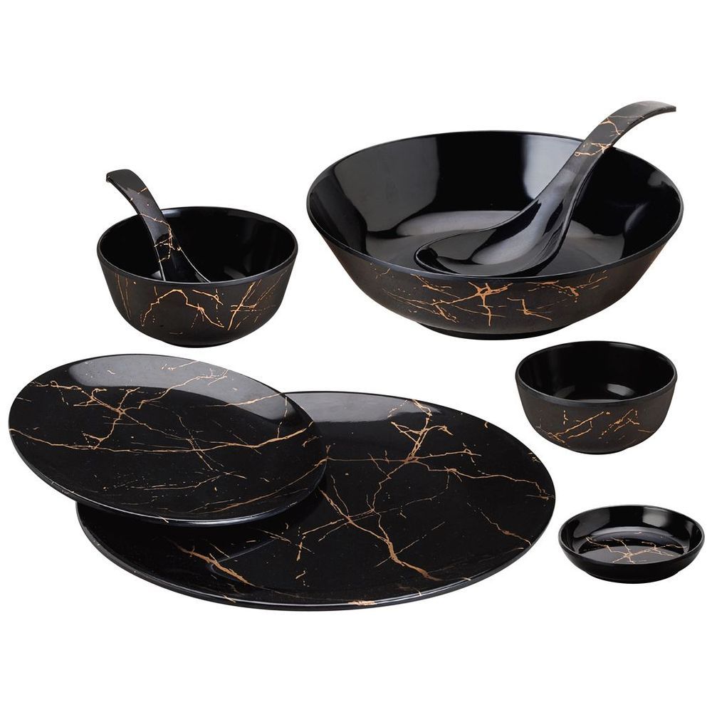 Dinewell - Melamine Ultra Dinner Set - Black - 30 Pcs