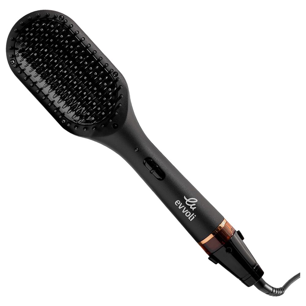 Evvoli - Ceramic Coating Hair Straightening Brush - Black - 66 W