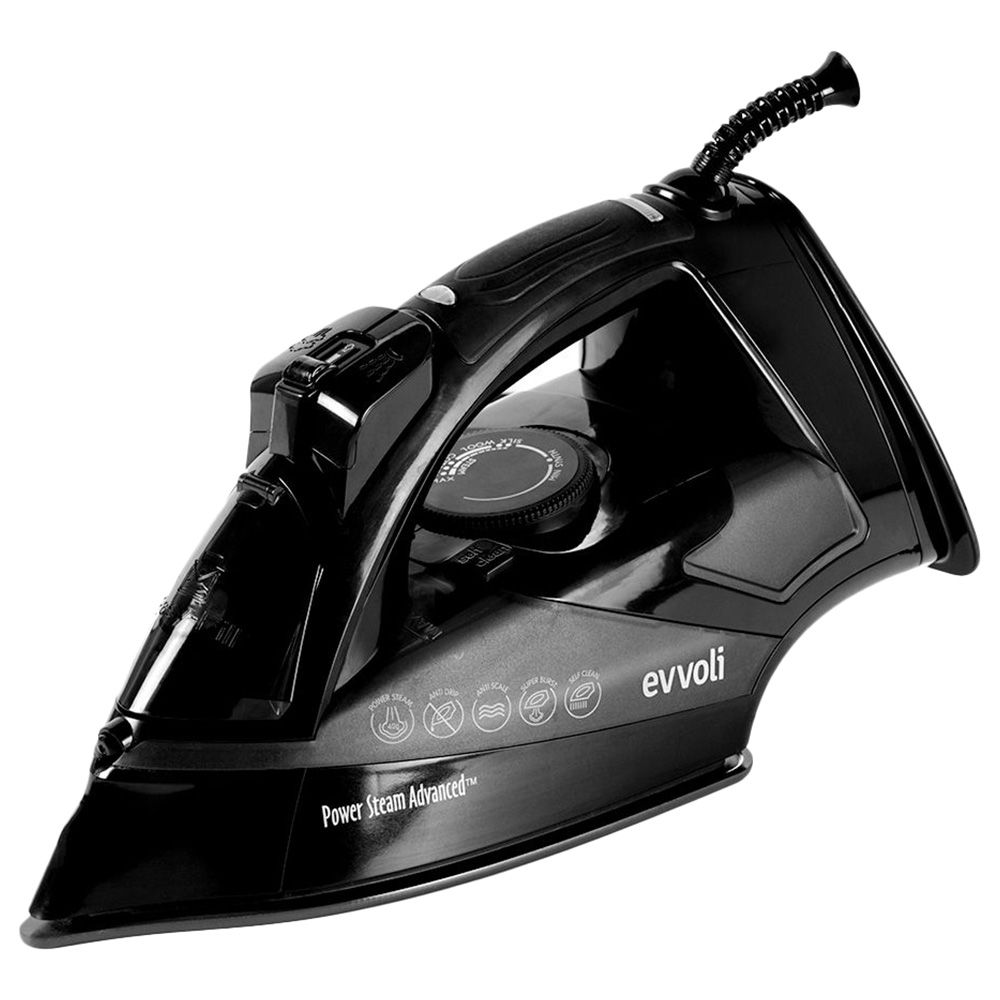 Evvoli - Steam Iron With Ceramic Soleplate - Black - 2800 W