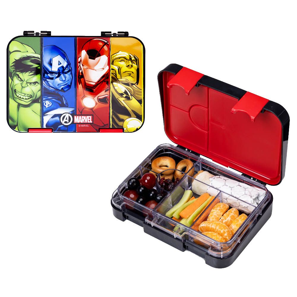 Eazy Kids - Marvel Avengers Super Hero Bento Lunch Box - Black - 6 Compartments