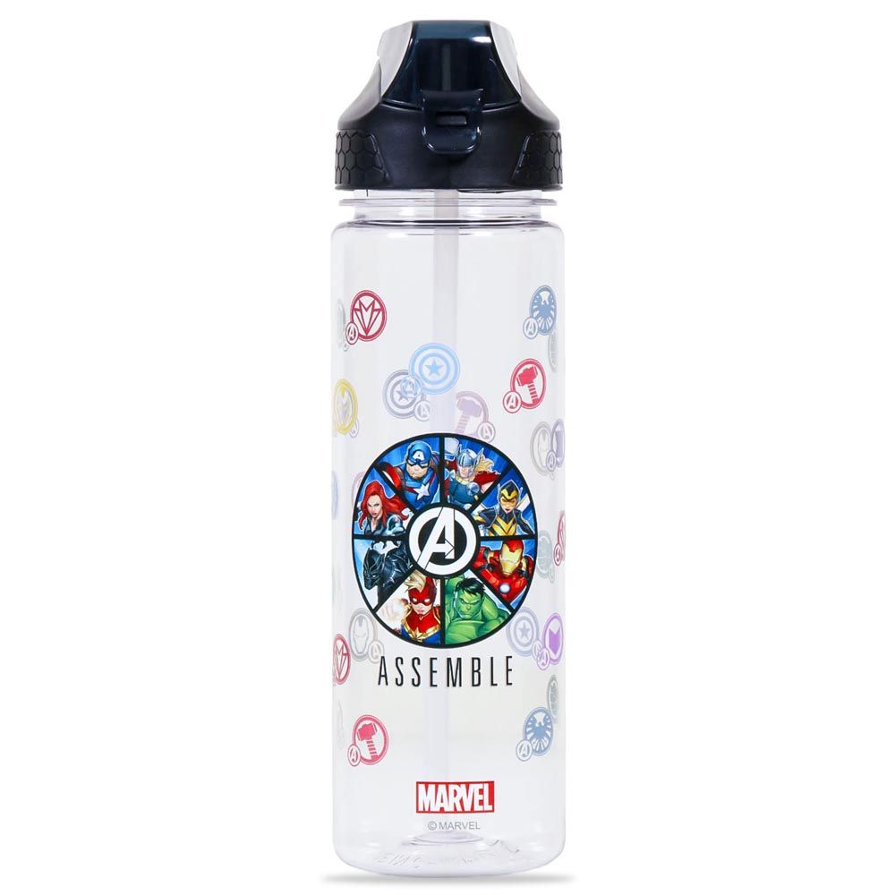 Eazy Kids - 2-In-1 Marvel Avengers Assemble Water Bottle - Black - 650ml