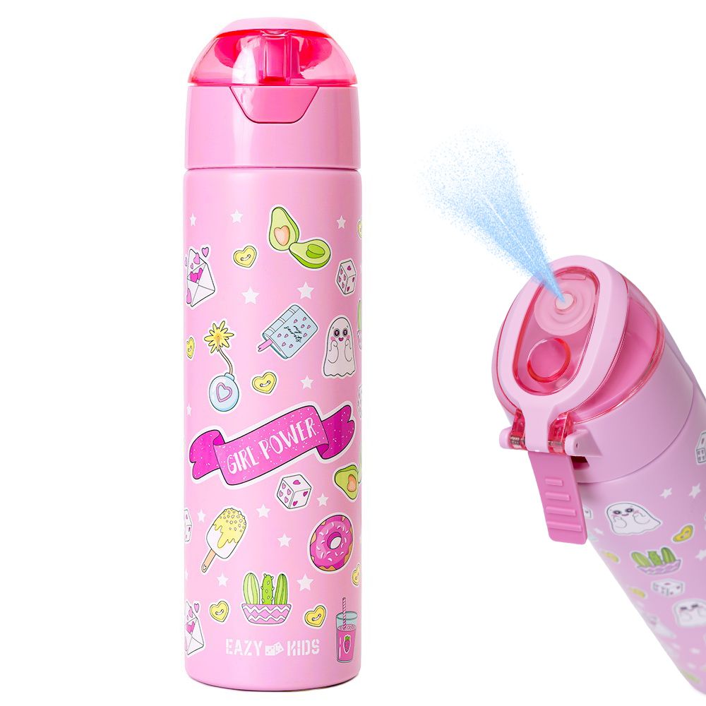 Eazy Kids - Insulated Steel Water Bottle With Spray - 640ml - Pink