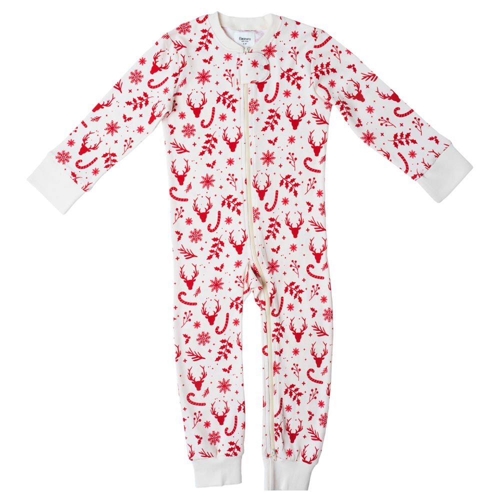 Eleonora Baby Wear - Christmas Zip Sleepsuit - Sea Salt