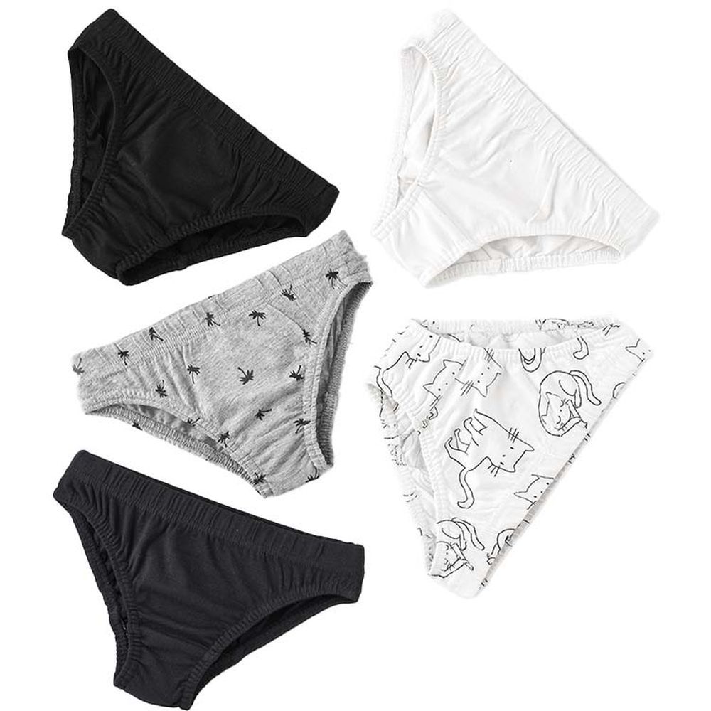 Jam - 5pc-Set - Boy's Soft & Comfortable Briefs - Black/White