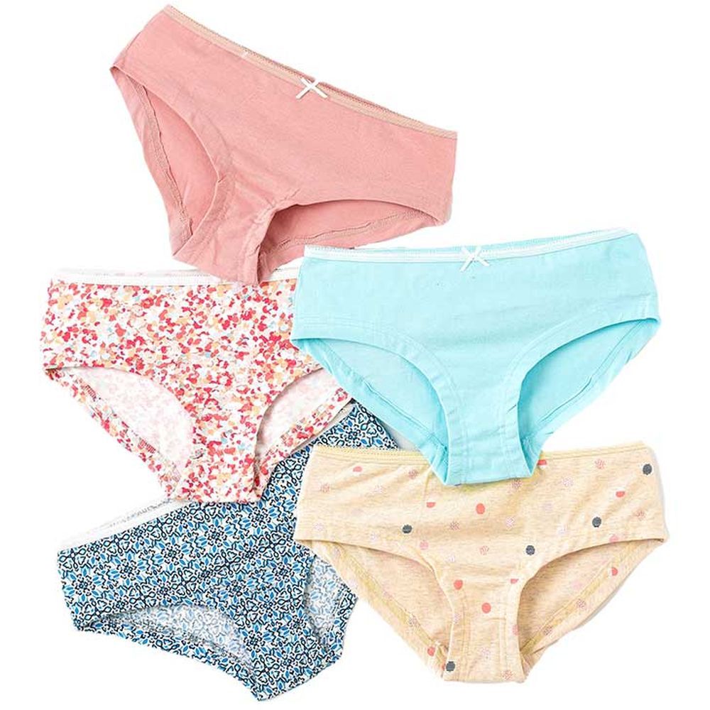 Jelliene - 5pc-Set - Girl's Soft Cotton Briefs - Pink/Blue