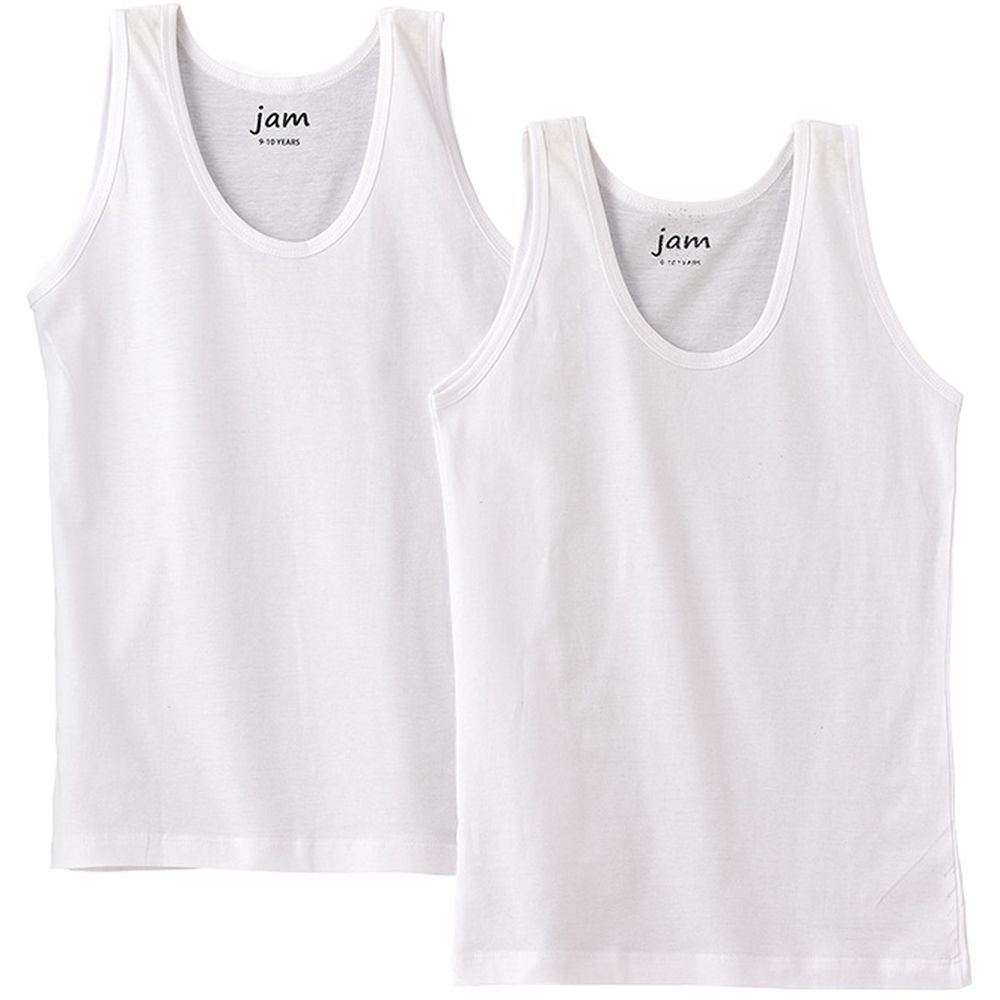 Jam - 2pc-Set - Boy's Soft Cotton Sleeveless Vests - White