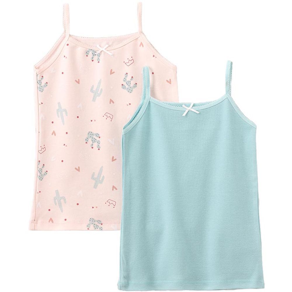 Jelliene - 2pc-Set - Girl's Soft Cotton Vests - Pink/Blue