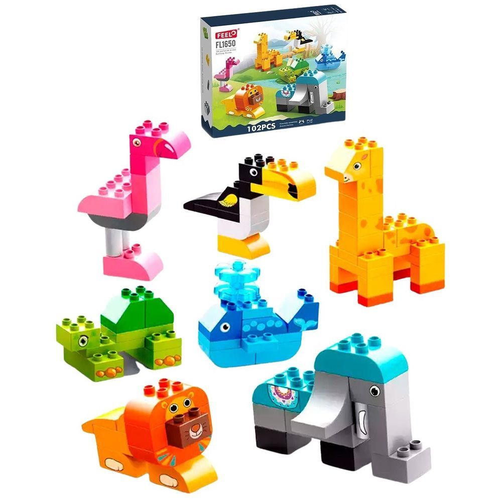 Feelo - Jungle Animals Building Blocks Set - 102 Pcs