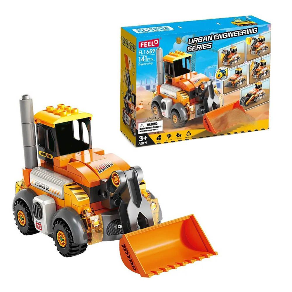 Feelo - 6-In-1 Construction Cars Building Blocks Set - 141 Pcs