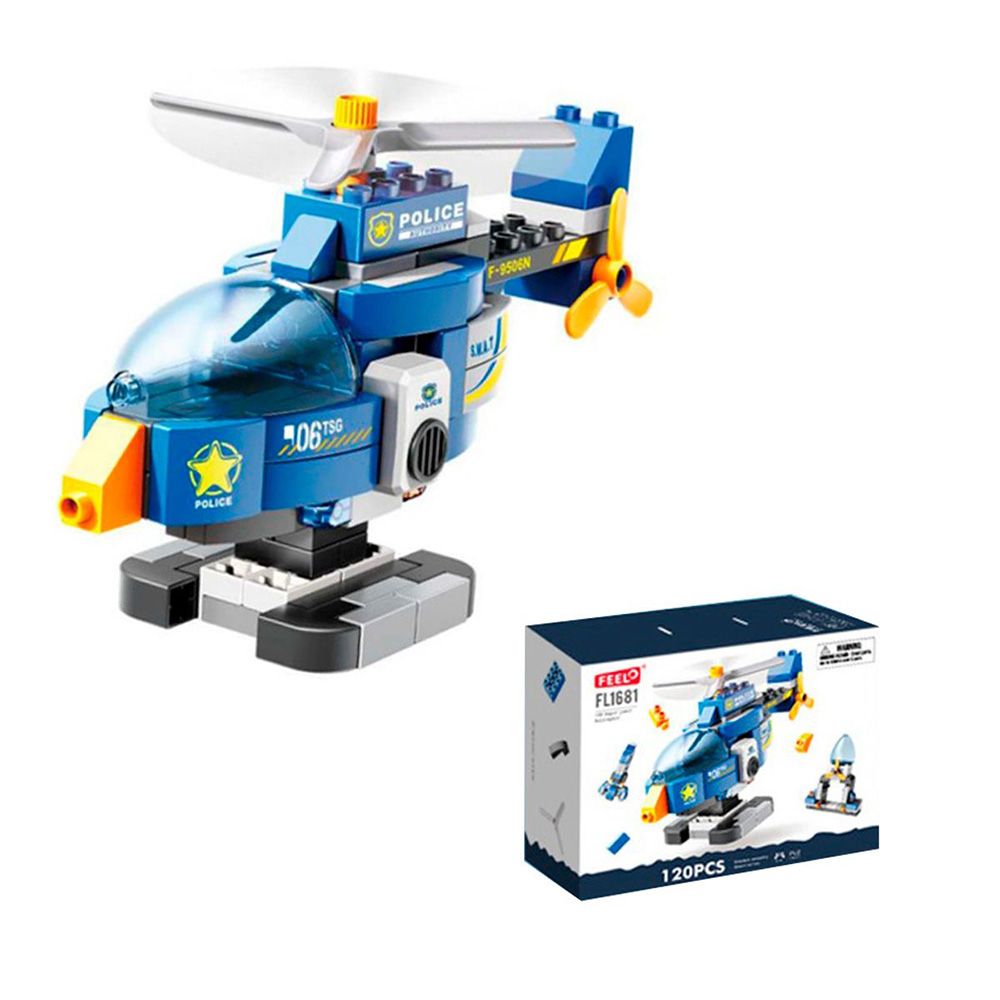 Feelo - Helicopter Building Blocks - Blue - 120 Pcs