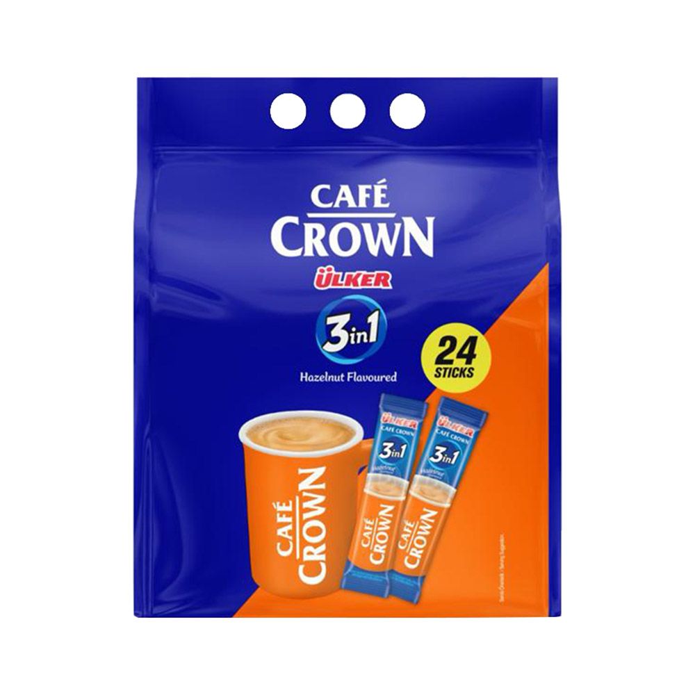 Cafe Crown - 3-in-1 Hazelnut Flavored Coffee - 18 g - Pack of 24