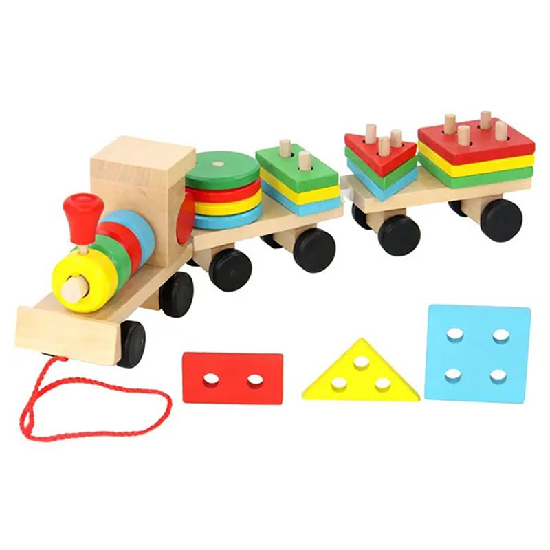 Factory Price - Wooden Pull Along Puzzle Train Set