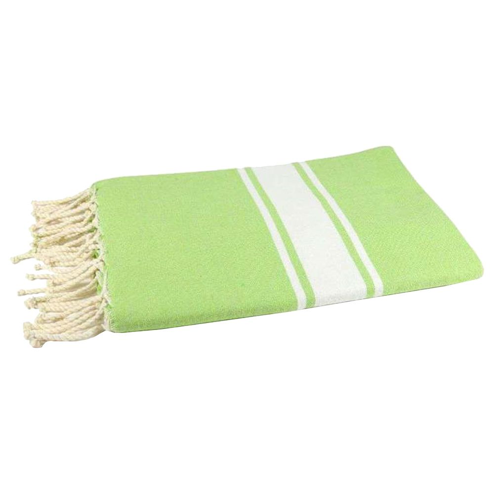 Hammam Corner - 100% Recycled Cotton Classic Beach Towel - Light Green