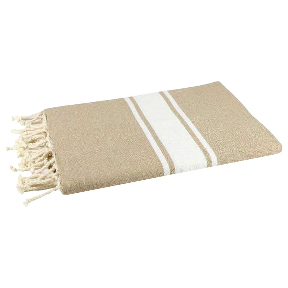 Hammam Corner - 100% Recycled Cotton Classic Beach Towel - Beige