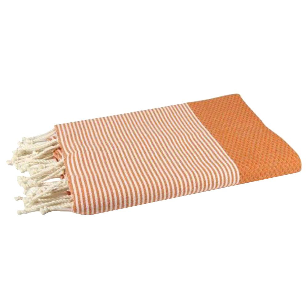 Hammam Corner - 100% Recycled Cotton Honeycomb Beach Towel - Orange