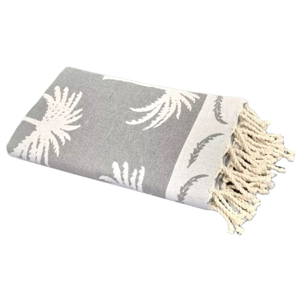 Hammam Corner - 100% Recycled Cotton Palm Beach Towel - Grey