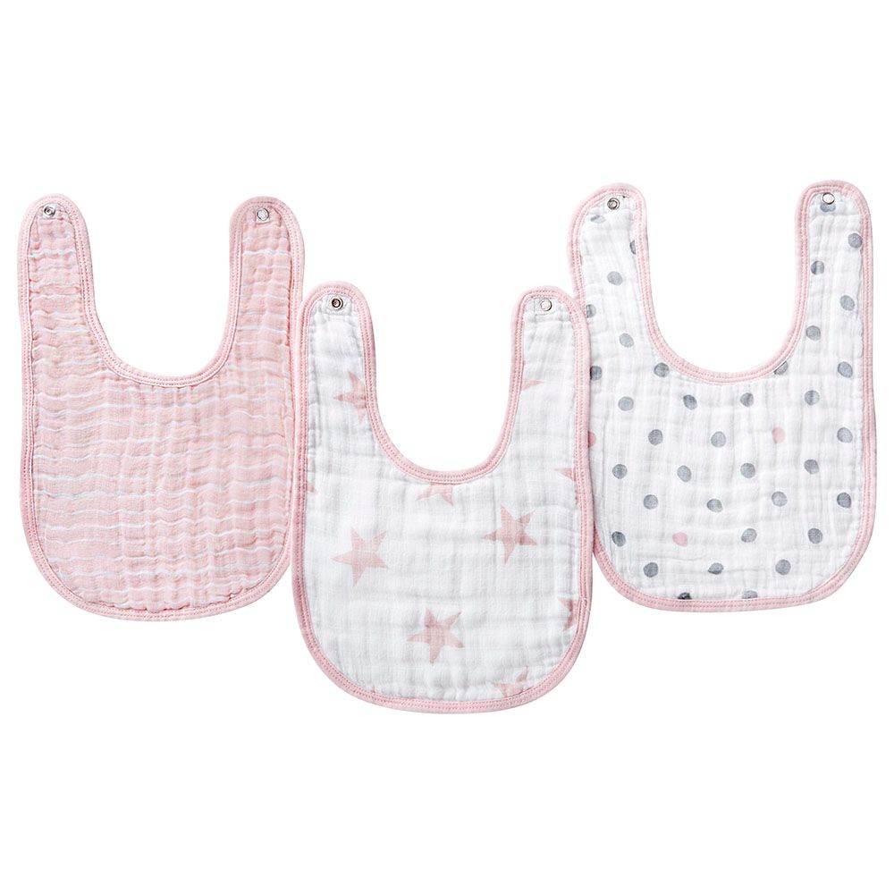 Aden + Anais - Cotton Muslin Baby Snap Bibs - Doll - Pack of 3