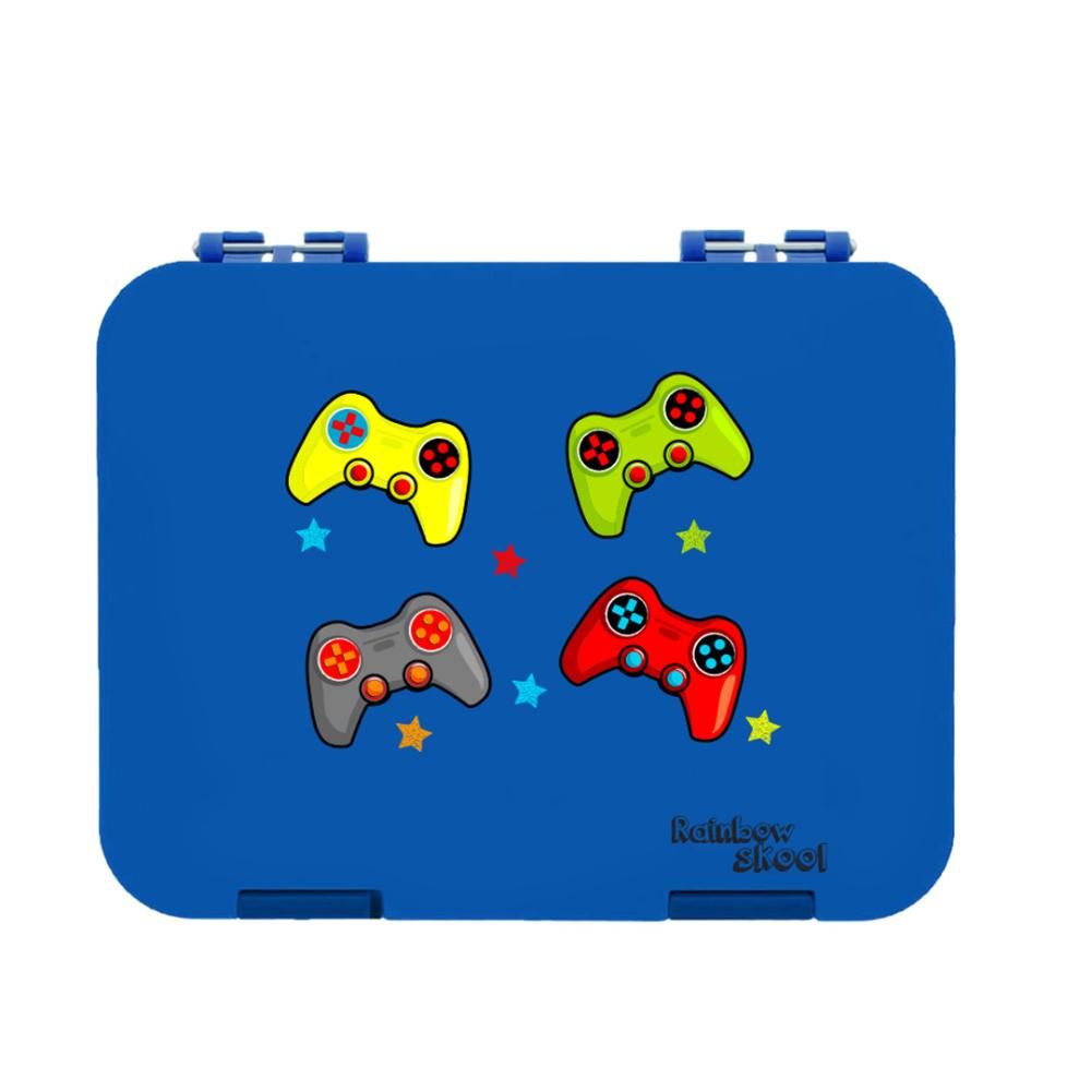 Rainbow Skool - 4-6 Compartment Lunch Box - Joystick - Blue