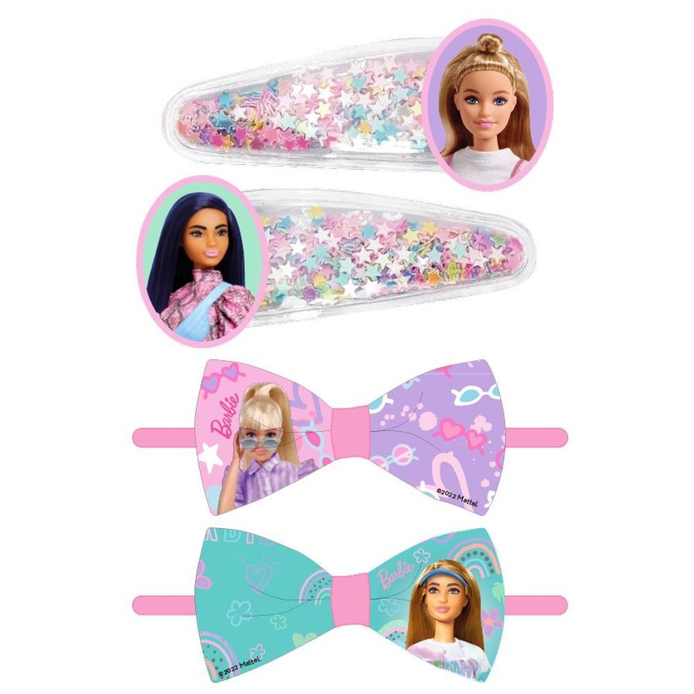 Barbie - Girls Hair Bow & Clips - 4pcs