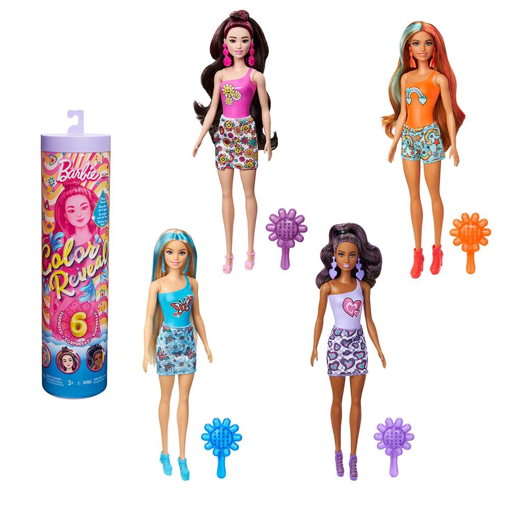 Barbie - Color Reveal Barbie Rainbow Groovy Series Doll - 1pc - Style May Vary