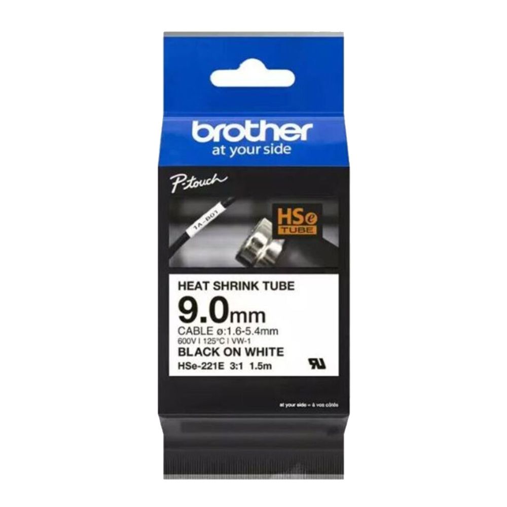 Brother - Heat Shrink Tube - Black On White - 9 mm