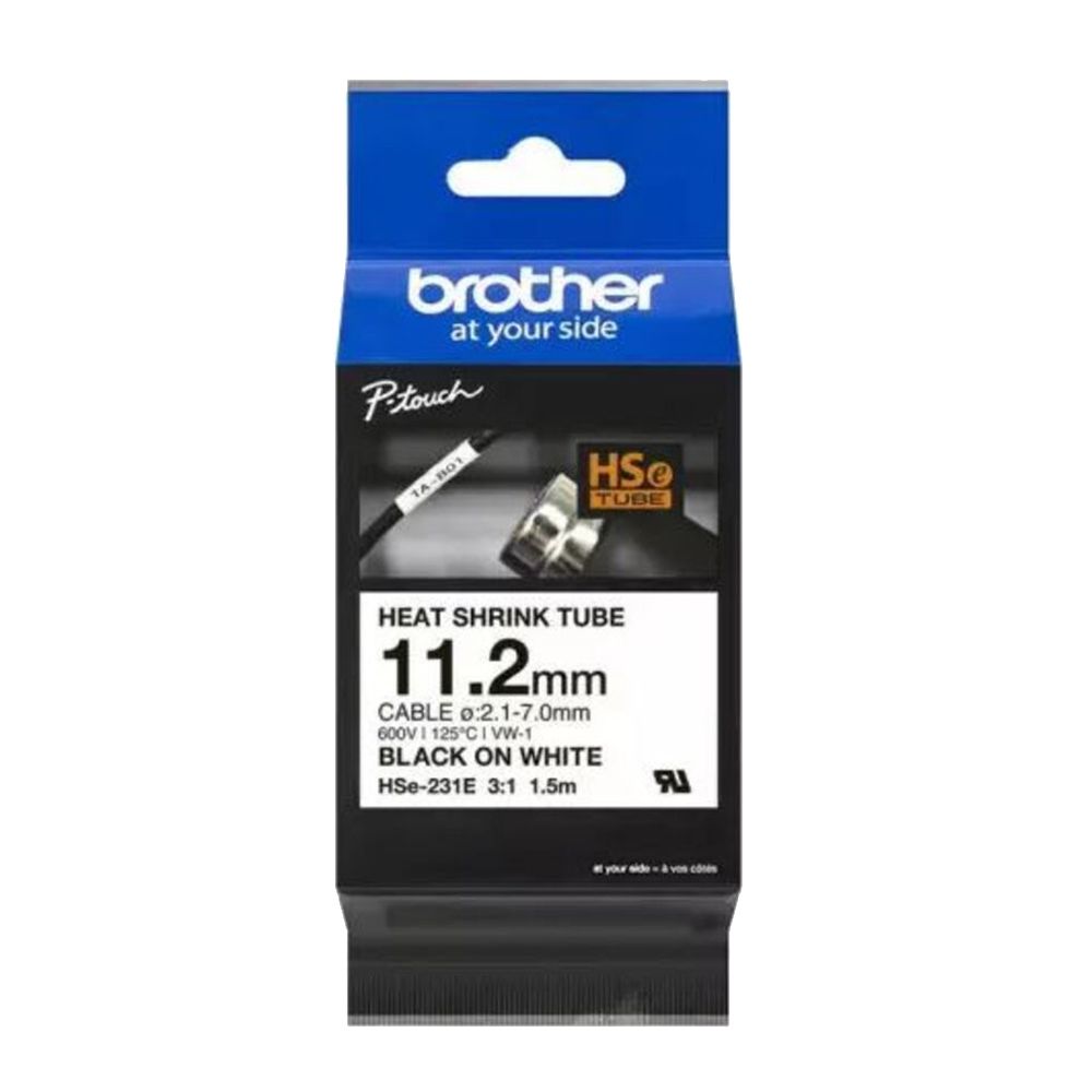 Brother - Heat Shrink Tube - Black On White - 11.2 mm