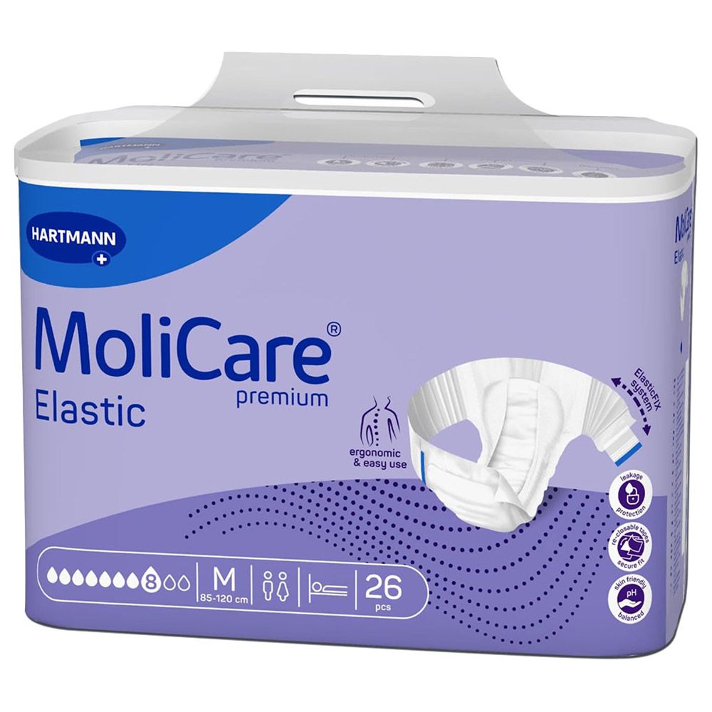 Molicare - 8D-Elastic Adult Diaper - Medium - 26pcs - 85-120 cm