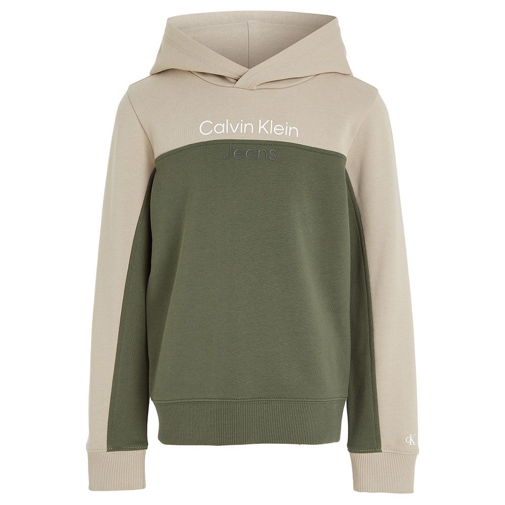 Calvin Klein - Color Block Terry Hooded Sweatshirt - Thyme